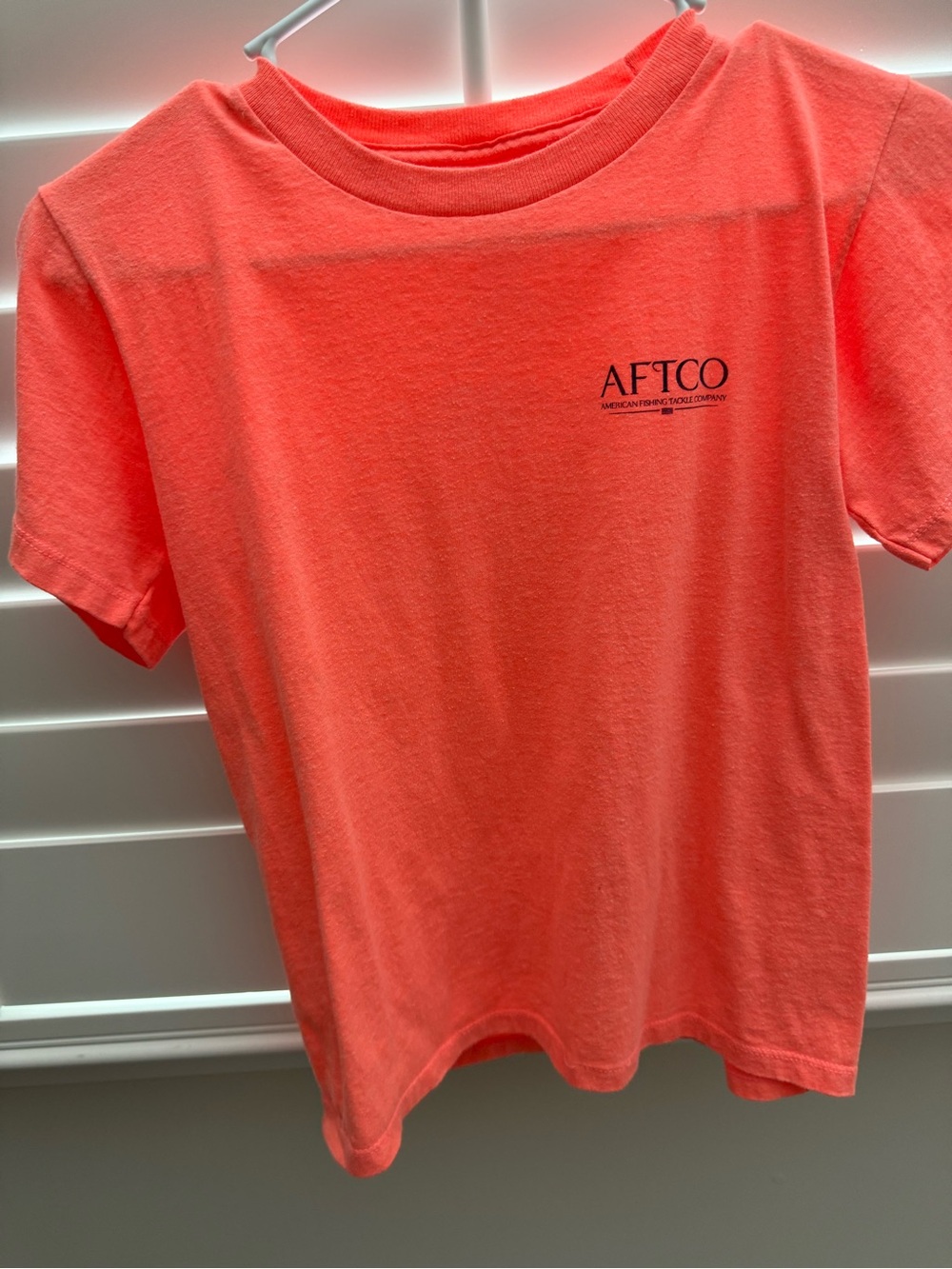 AFTCO Neon Coral Kids' Short Sleeve Logo Tee